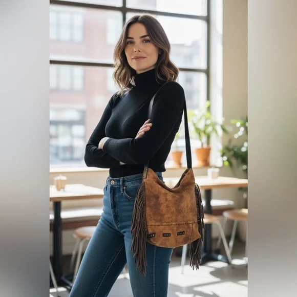 Juan Antonio Distressed Leather HOBO shoulder/handbag - Picture 2 of 15